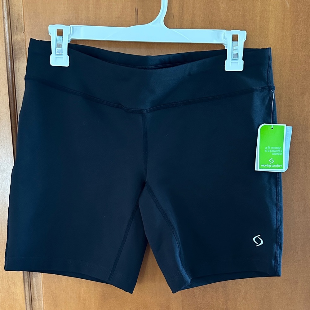Moving Comfort Women's Classic Black Bike Shorts 7.5” Compression Large